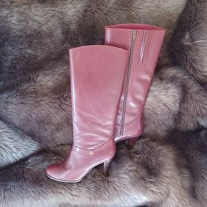 Etienne Aigner Oxblood Burgundy leather women's size 8 tall zip up boots